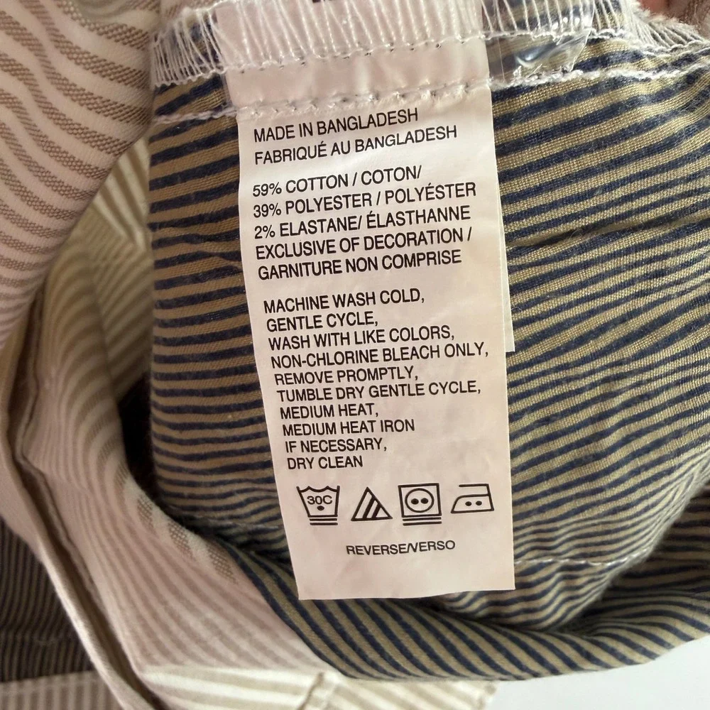 IZOD Men's Classic Oxford Stretch Shorts 36 Tan Beige White‎ Striped NWT